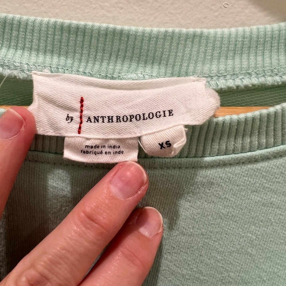 Mint Green Anthropologie Embroidered Sweatshirt - Picture 6 of 6
